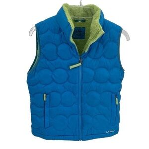L.L. Bean Kids Girls Size L 14-16  Blue Goose Down Puffer Zip Vest Sherpa Lined